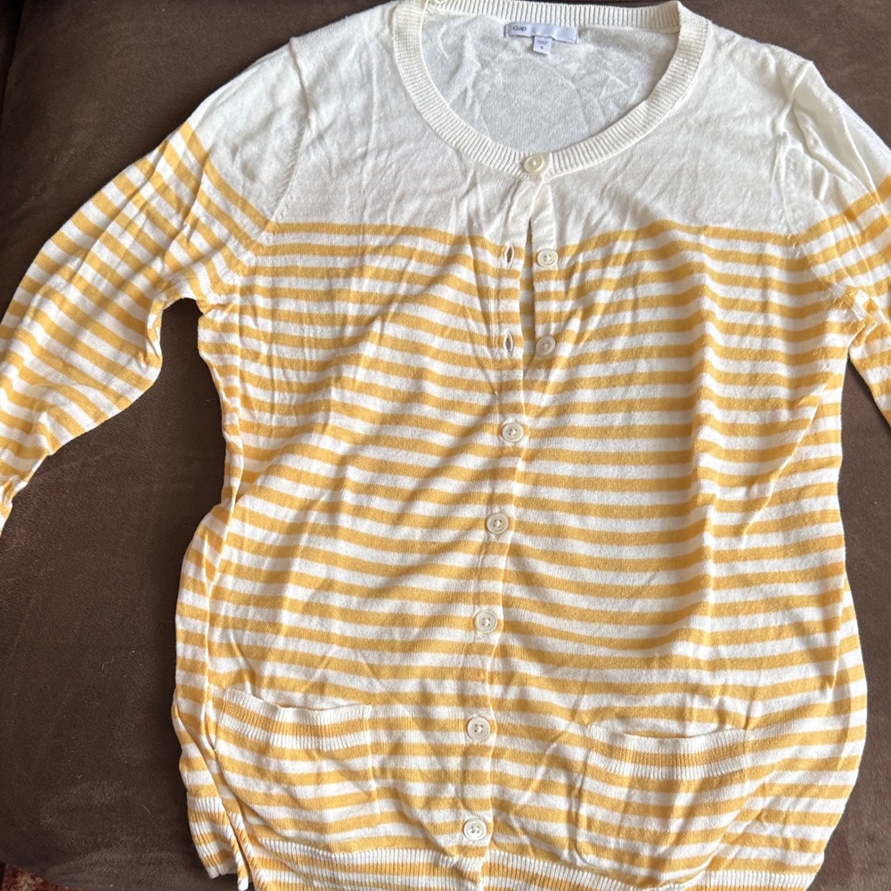 GAP Yellow and White Striped Kids Button Down Shirt